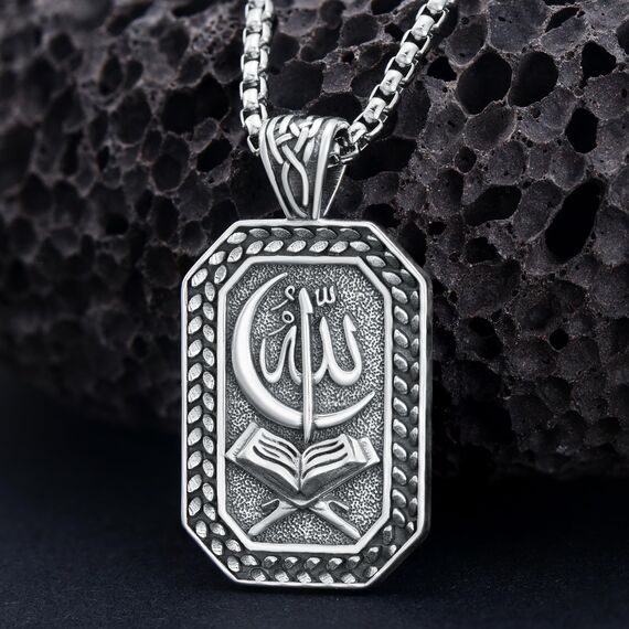 enjoylifecreative Allah Halskette für Herren 925 Sterling Silber Islam Allah Anhänger Kette Islamische Muslimische Arabische Schmuck Geschenke für Männer
