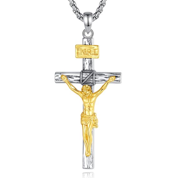 EUDORA Harmony Ball Kreuz Kette für Damen Herren Sterling Silber S925 18K Vergoldet, Vintage Kruzifix Halskette Jesus Kreuz Anhänger Glaube Schmuck Christlicher Geschenk für Herren Frauen, 22"+2"