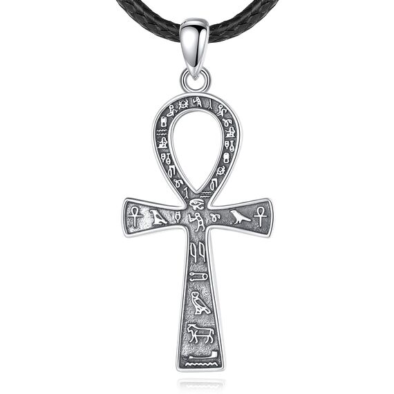 EUDORA Harmony Ball Sterling Silber 925 Ankh Kreuz Kette für Damen Herren, Antikes Ägypten Anch Kreuz des Lebens Amulett Energie Anhänger Halskette Vintage Schmuck Geschenk für Herren Frauen, 61cm
