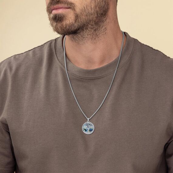ROMANTICWORK Allah Kette Sterling Silber 925 Islam Kette Muslimische Halskette Arabische Lebensbaum Anhänger Islamischer Schmuck Geschenke für Männer Herren Damen