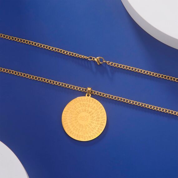 EUEAVAN Allah Halskette für Frauen Männer islamische Schrift Symbole Arabisch Runde Anhänger Halskette Mittlerer Osten Allah Islam Religiöser Schmuck Muslimisches Geschenk (Allah 2 gold)