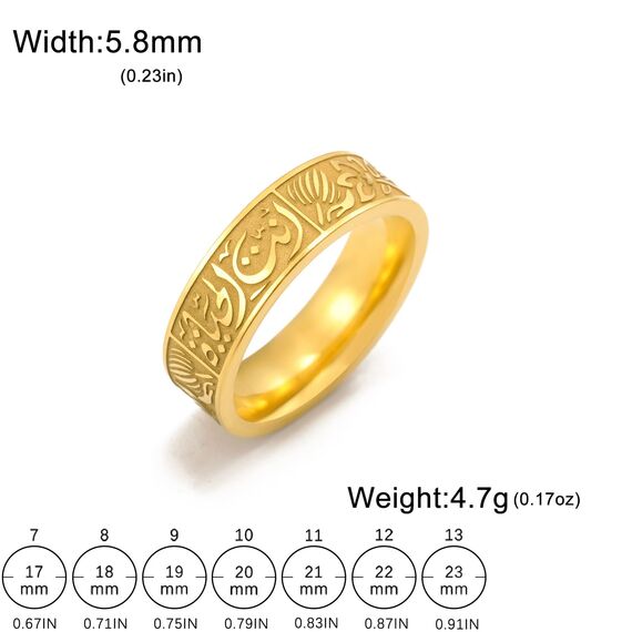 VASSAGO Edelstahl Ringe für Männer Frauen Trendy Muslim Allah Ring Islam Arabisch Shahada Ring Schmuck Geschenke