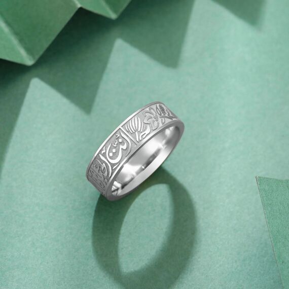 VASSAGO Edelstahl Ringe für Männer Frauen Trendy Muslim Allah Ring Islam Arabisch Shahada Ring Schmuck Geschenke