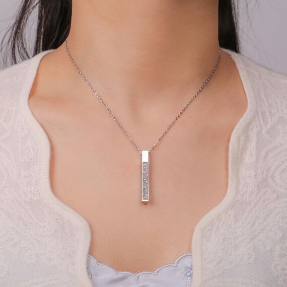 VASSAGO Islamische Ayatul Kursi Halskette für Frauen und Männer - Allah Arabisch 3D Bar Halskette Muslim Koran Edelstahl/Lederkette Islam Eid Geschenk Schmuck