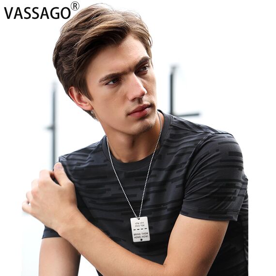 VASSAGO Bring Them Home Now Halskette Israel Military Jewelry Stand mit Israel Edelstahl Dog Tag Anhänger Israel Halskette für Männer Frauen (Silberne Halskette Bring sie jetzt nach Hause)