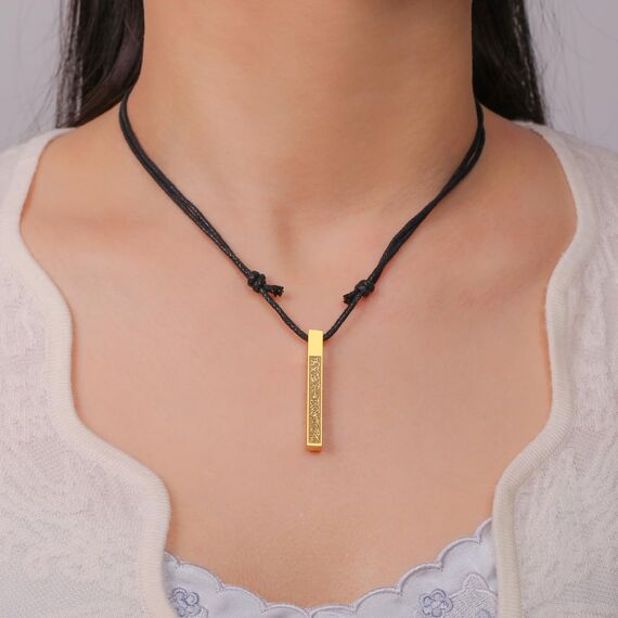 Islamische Ayatul Kursi Halskette für Frauen Männer Allah Arabisch 3D Bar Halskette Muslim Koran Koran Edelstahl/Lederkette Halskette Islam Eid Islamischer Geschenk Schmuck (Leder Seil halskette)