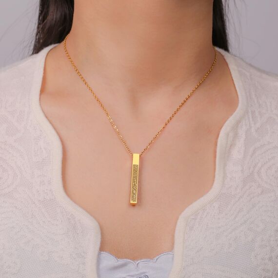 VASSAGO Islamische Ayatul Kursi Halskette für Männer und Frauen - Allah Arabisch 3D Bar Muslim Koran Edelstahl/Lederkette Islam Eid Islamischer Geschenk Schmuck