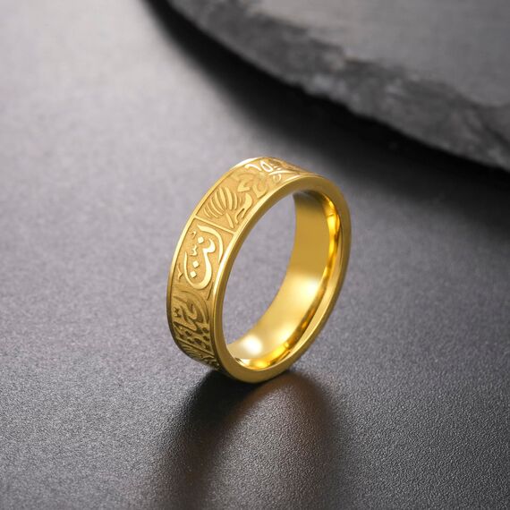 VASSAGO Edelstahl Ringe für Männer Frauen Trendy Muslim Allah Ring Islam Arabisch Shahada Ring Schmuck Geschenke