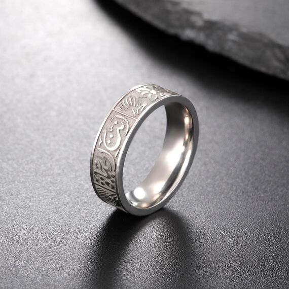 VASSAGO Edelstahl Ringe für Männer Frauen Trendy Muslim Allah Ring Islam Arabisch Shahada Ring Schmuck Geschenke