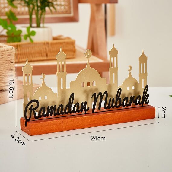 Bseical Ramadan Deko, 24 X 4.5cm Ramadan Tischdeko, Islamische Deko In Gold, GäStebuch Tischschild Benutzerdefinierte Eid Tischkarten, Personalisierte Ramadan-Dinner-Gedeck