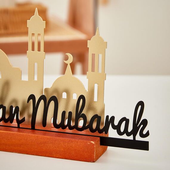 Bseical Ramadan Deko, 24 X 4.5cm Ramadan Tischdeko, Islamische Deko In Gold, GäStebuch Tischschild Benutzerdefinierte Eid Tischkarten, Personalisierte Ramadan-Dinner-Gedeck