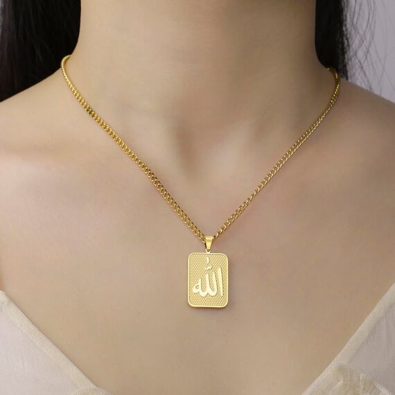 VASSAGO Allah Halskette Islamisch Muslimisch Arabisch Allah Anhänger Halskette Edelstahl Halsketten Islam Eid Ramadan Religiöser Schmuck Geschenke für Frauen Männer