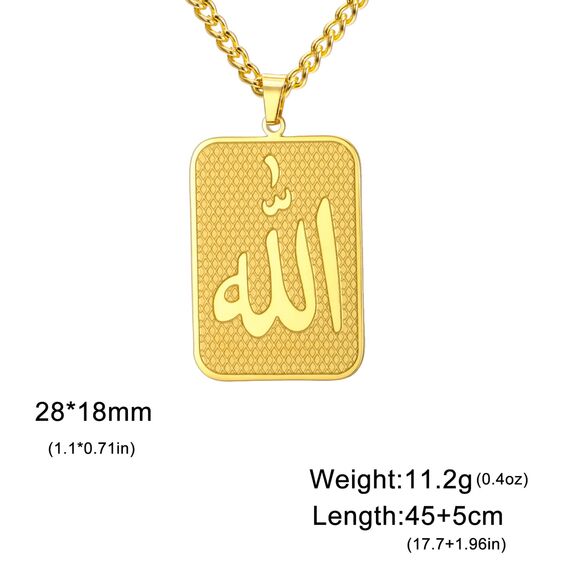VASSAGO Allah Halskette Islamisch Muslimisch Arabisch Allah Anhänger Halskette Edelstahl Halsketten Islam Eid Ramadan Religiöser Schmuck Geschenke für Frauen Männer