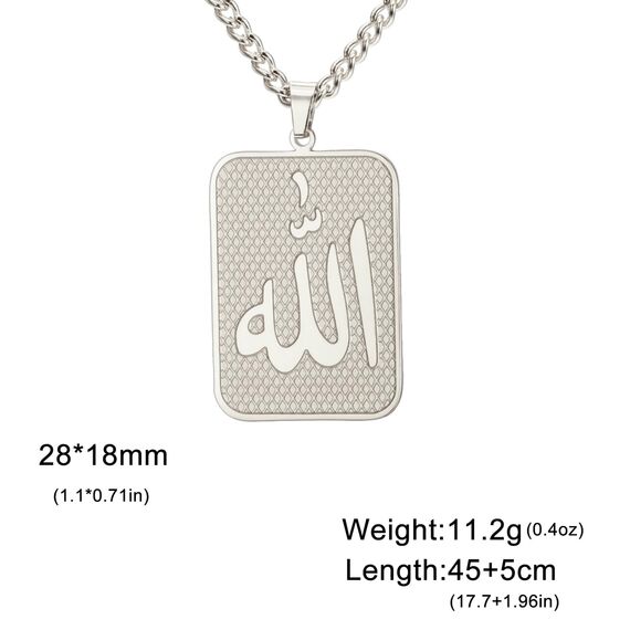 VASSAGO Allah Halskette Islamisch Muslimisch Arabisch Allah Anhänger Halskette Edelstahl Halsketten Islam Eid Ramadan Religiöser Schmuck Geschenke für Frauen Männer