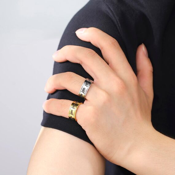 Ring für Männer und Frauen, 8 mm, Islam, muslimisch, Allah, Edelstahl, breiter Ring, islamisch, muslimisch, Gebet, religiöser Ring Schmuck, 7, Edelstahl, Kein Edelstein