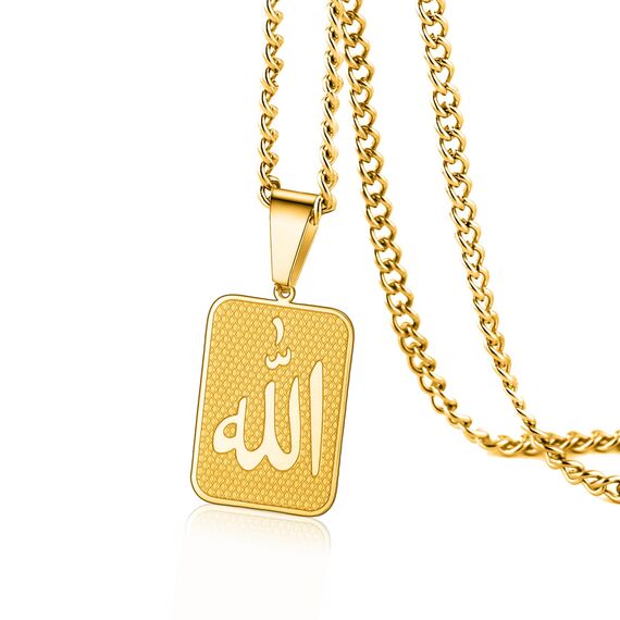 VASSAGO Allah Halskette Islamisch Muslimisch Arabisch Allah Anhänger Halskette Edelstahl Halsketten Islam Eid Ramadan Religiöser Schmuck Geschenke für Frauen Männer