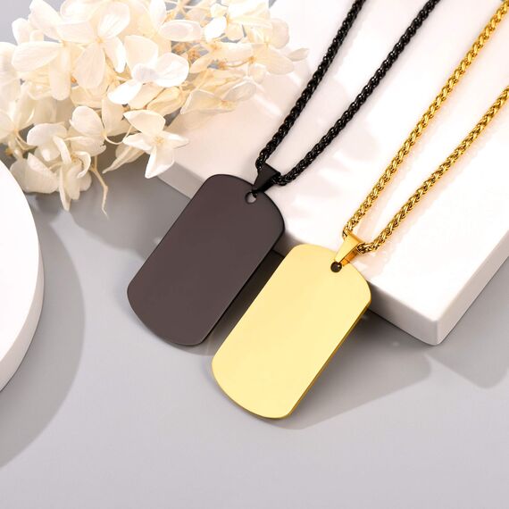 PROSTEEL Islam Kette für Männer 18k vergoldet personalisiert Erkennungsmarke mit Arabischen Schriftzeichen Allah + 60cm/3mm Weizenkette Herren Amulett Anhänger Halskette
