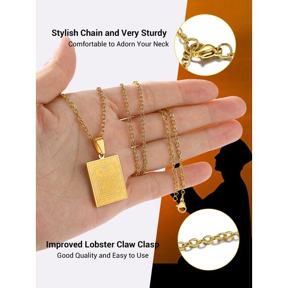 PROSTEEL Damen Kette Collier 18k vergoldet Ayatul Kursi Anhänger Halskette mit Allah und Koran Verse Muslim Modeschmuck Accessoire für Geburtstag