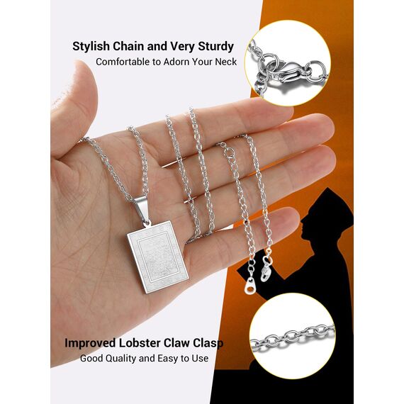 PROSTEEL Damen Collier Edelstahl Ayatul Kursi Anhänger Halskette mit Allah und Koran Verse Islamischer Modeschmuck Accessoire für Geburtstag Weihnachten