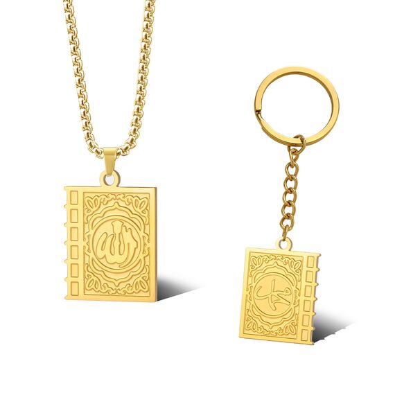 SIPURIS Halskette mit quadratischem Allah-Anhänger, Islam, Sura, Koran, muslimisches Amulett, Allah-Anhänger, Halskette, religiöser Anhänger, Halskette, Schmuck für Geburtstag, 1.06*0.79in/27*20mm,