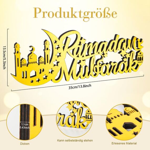 Islamische deko Ramadan Kareem Eid Mubarak Dekoration Ramadan Tischdekoration für Geschenke Holzbuchstabe Ramadan Tischschild