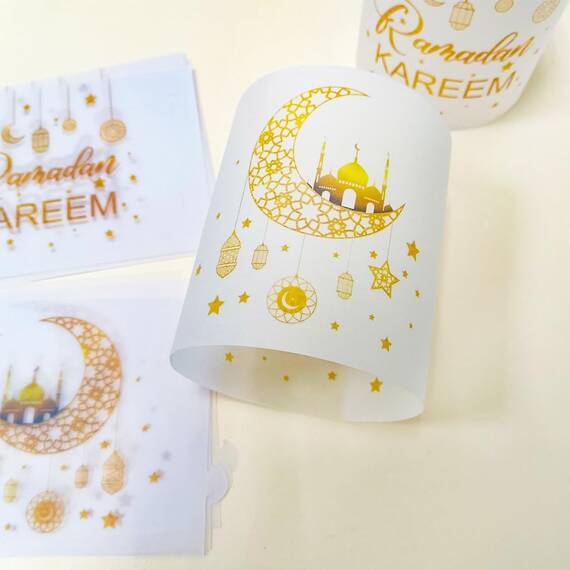 12 Windlicht Tischdeko, Ramadan Deko Set Gold, Ramadan Kareem Eid Umrah Mubarak Dekoration, Islam Deko Tisch, Ramazan Dekor Kinder, Ramadan Islamische Geschenke Zubehör, für Teelichter Oder Kerzen
