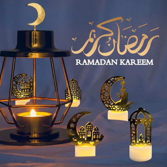 VICTERR Ramadan Dekoration LED Lampe, Eid Mubarak Ramadan Dekoration, Muslimische islamische Ramadan Lichter, Eid Ramadan Mond Sterne DIY Lamp Light for Eid Mubarak Muslim Festival (B)