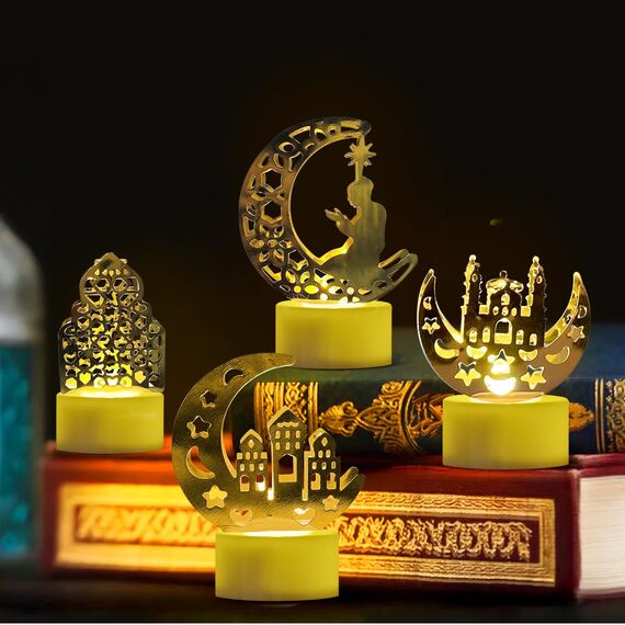 VICTERR Ramadan Dekoration LED Lampe, Eid Mubarak Ramadan Dekoration, Muslimische islamische Ramadan Lichter, Eid Ramadan Mond Sterne DIY Lamp Light for Eid Mubarak Muslim Festival (B)