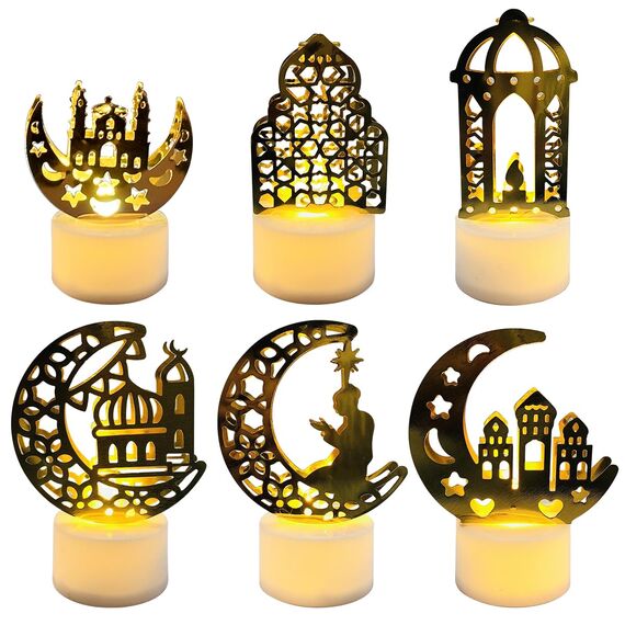 VICTERR Ramadan Dekoration LED Lampe, Eid Mubarak Ramadan Dekoration, Muslimische islamische Ramadan Lichter, Eid Ramadan Mond Sterne DIY Lamp Light for Eid Mubarak Muslim Festival (B)