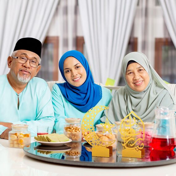 Photect 3 Stück Eid al-Adha Metall Ramadan Tisch Deko Gold Eid Mubarak Tischdekoration Stern Mond Islamische Tischschilder Esstisch Ornamente Teelichthalter für Tafelaufsatz Deko Party Geschenk