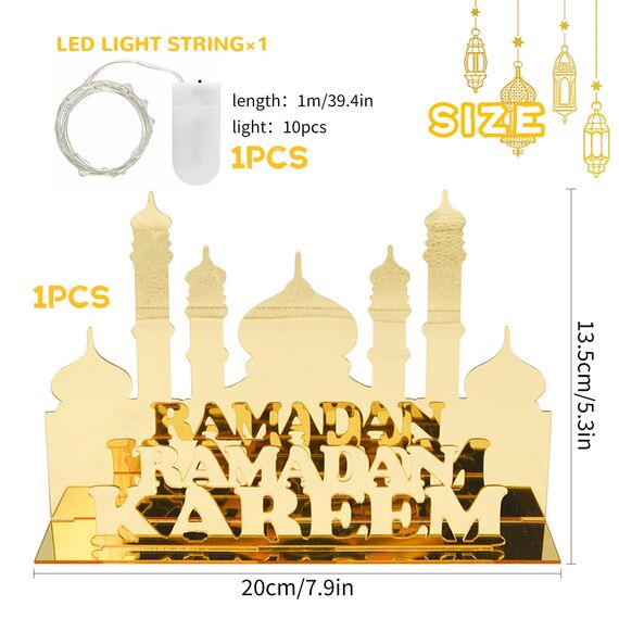 Ramadan Deko, Eid Mubarak Dekoration, Acryl Eid Mubarak Tischdekoration, LED Ramadan Licht, Muslim Islamic Nachtlichter, Mond Stern Ramadan DIY Lampe Licht, Ramadan Kareem Eid Mubarak Dekoration