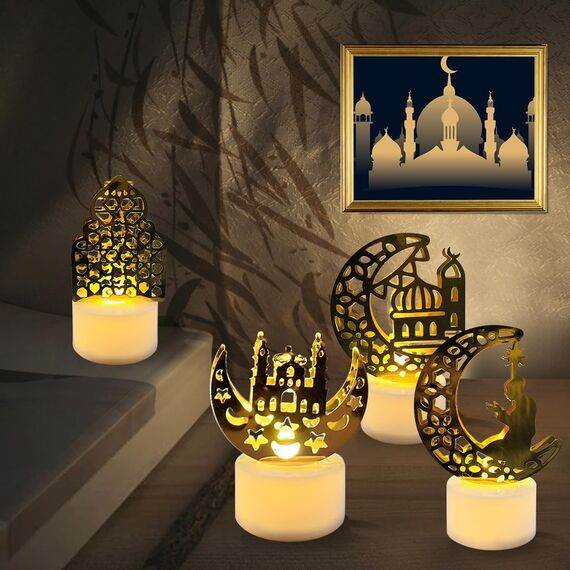 VICTERR Ramadan Dekoration LED Lampe, Eid Mubarak Ramadan Dekoration, Muslimische islamische Ramadan Lichter, Eid Ramadan Mond Sterne DIY Lamp Light for Eid Mubarak Muslim Festival (B)
