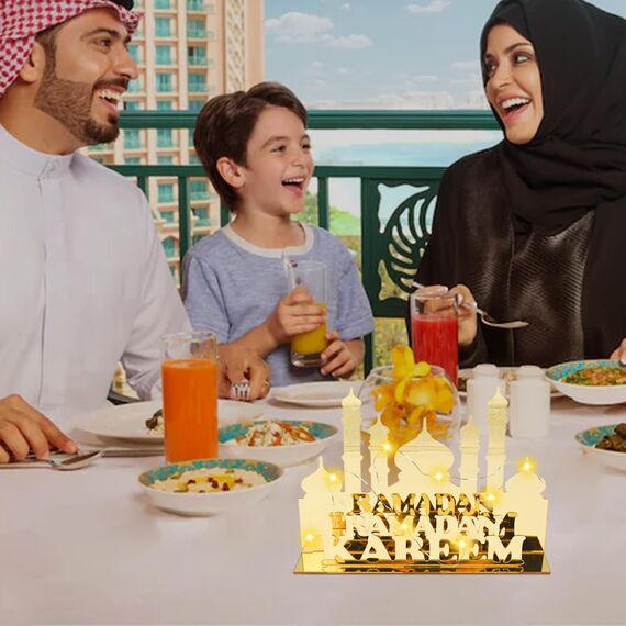 Ramadan Deko, Eid Mubarak Dekoration, Acryl Eid Mubarak Tischdekoration, LED Ramadan Licht, Muslim Islamic Nachtlichter, Mond Stern Ramadan DIY Lampe Licht, Ramadan Kareem Eid Mubarak Dekoration