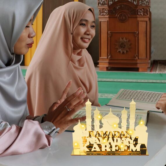 Ramadan Deko, Eid Mubarak Dekoration, Acryl Eid Mubarak Tischdekoration, LED Ramadan Licht, Muslim Islamic Nachtlichter, Mond Stern Ramadan DIY Lampe Licht, Ramadan Kareem Eid Mubarak Dekoration