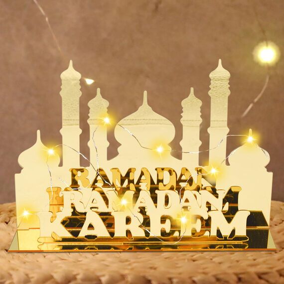 Ramadan Deko, Eid Mubarak Dekoration, Acryl Eid Mubarak Tischdekoration, LED Ramadan Licht, Muslim Islamic Nachtlichter, Mond Stern Ramadan DIY Lampe Licht, Ramadan Kareem Eid Mubarak Dekoration