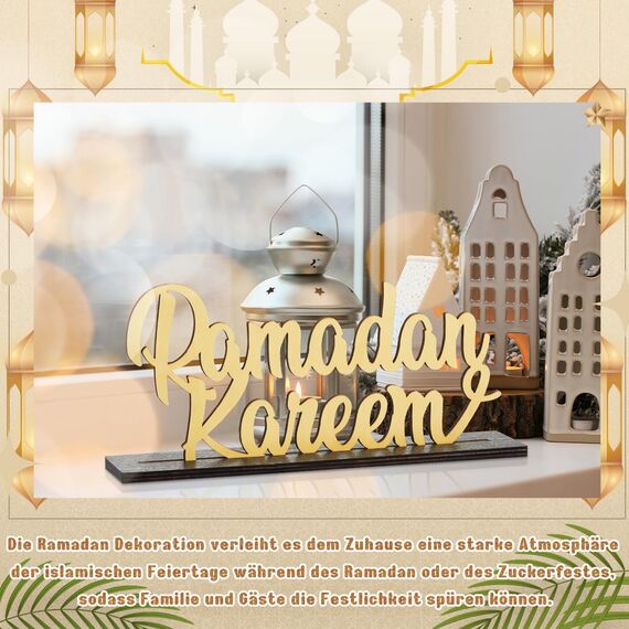 Namalu Holzbuchstabe Ramadan Tischschild Aufsteller Mit Schriftzug Islamische Dekoration Eid Mubarak Tischdeko Geschenk Für Muslim Wohnzimmer Wohnkultur (Ramadan Kareem)
