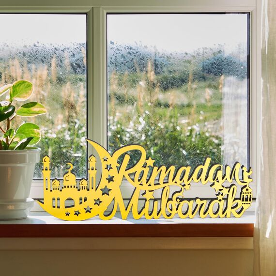 Islamische deko Ramadan Kareem Eid Mubarak Dekoration Ramadan Tischdekoration für Geschenke Holzbuchstabe Ramadan Tischschild