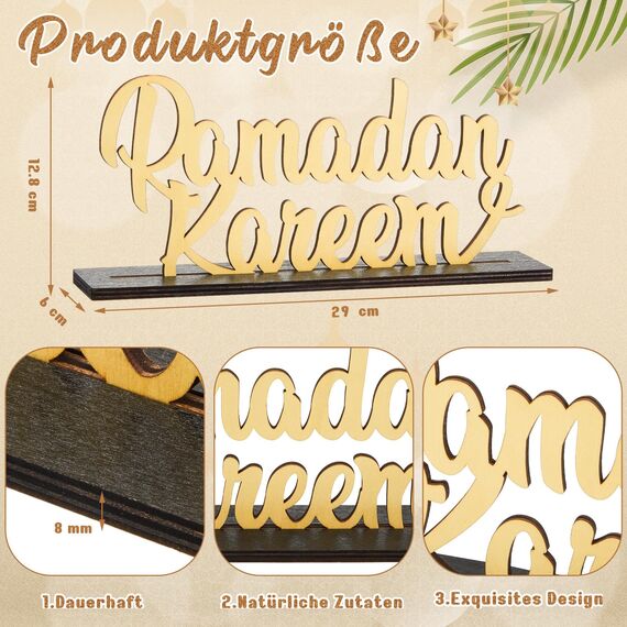 Namalu Holzbuchstabe Ramadan Tischschild Aufsteller Mit Schriftzug Islamische Dekoration Eid Mubarak Tischdeko Geschenk Für Muslim Wohnzimmer Wohnkultur (Ramadan Kareem)