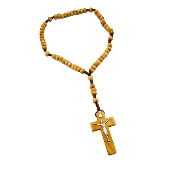 Nazareth Store Katholischer Gebetskranz aus Olivenholz aus Bethlehem, handgefertigt, mit Jesuskreuz, 4,3 x 2 x 26,9 cm, Holz