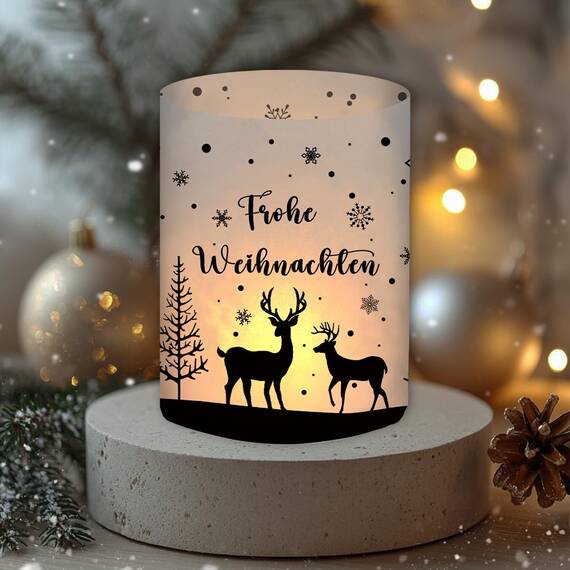 12 Windlicht Tischdeko Weihnachtsdeko Innen, Weihnachten Deko Tisch, Christmas Decorations, Weinachtsdekorationen, Frohe Weihnachten, Geeignet für Teelichter oder Kerzen