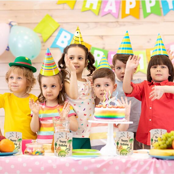 12 Windlicht Tischdeko Geburtstag, Happy Birthday Tisch Deko, Grün Dino Windlichter Tischdeko, Dinosaurier Geburtstagsdeko, Dschungel Safari Windlicht Geeignet für Junge Mädchen Geburtstag Party