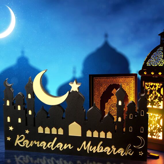 Kathfly Ramadan Decor Table Centerpiece Ramadan Decoration Eid Ramadan Mubarak Decor Islamic Home Art Muslim Gift Ramadan Kareem Ramadan Mubarak for Ramadan Table Decor
