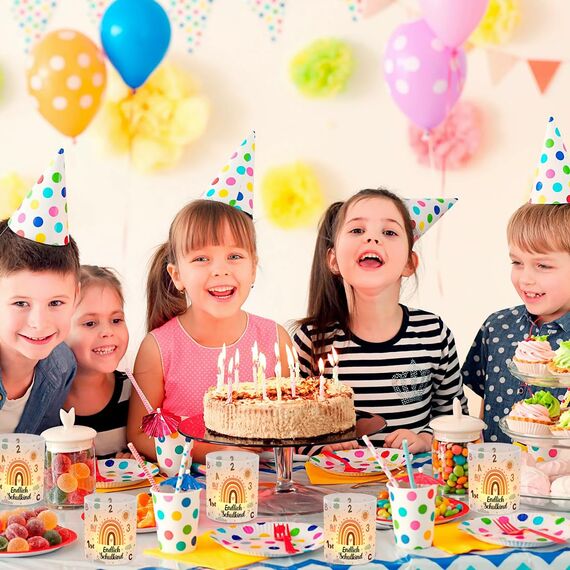 12 Windlicht Tischdeko Einschulung Mädchen, Endlich Schulkind 2024 Tisch Deko, Windlichter Tischdeko Schulanfang mit ABC, Boho Regenbogen Erster Schultag Deko, Geeignet für Teelichter oder Kerzen