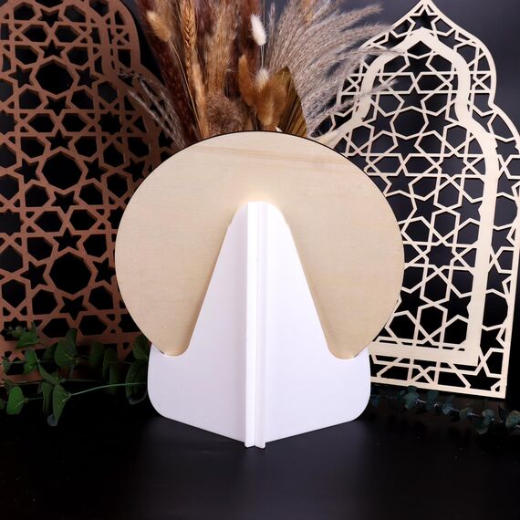 Holz-Tischdekoration, Motiv: Eid Mubarak, Ramadan-Kareem-Dekoration, islamische muslimische Geschenke, Ramadan-Eid-Dekoration, Happy Ramadan, islamisches 2024 Partyzubehör, Schild, Desktop-Ornament