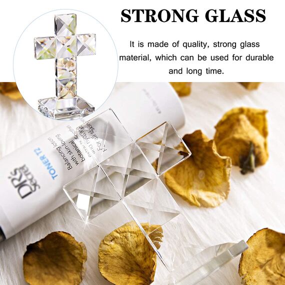 H&D Traditionelles Kristallkreuz stehend,Briefbeschwerer aus Glas für die Tischdekoration,12cm