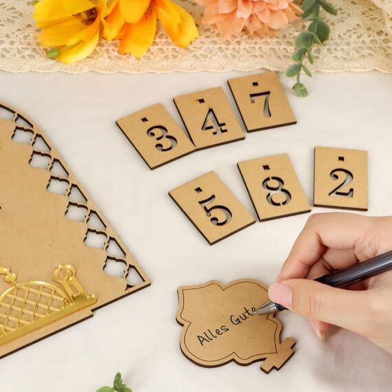 Giftota Ramadan Kalender mit LED Lichterkette, Ramadan Deko Aus Holz, Ramadan Mubarak Dekoration, Eid Mubarak Dekoration, Ramadan Kalender Kinder, Familien