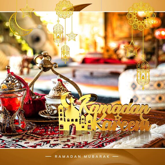 Islamische Tischdekorationen Ramadan Mubarak Schild Ramadan Kareem Schild Eid Dekoration islamische Heimdekoration Ramadan Geschenke Holzbuchstabe Ramadan Tischschild Eid Mubarak Tischdekoration für