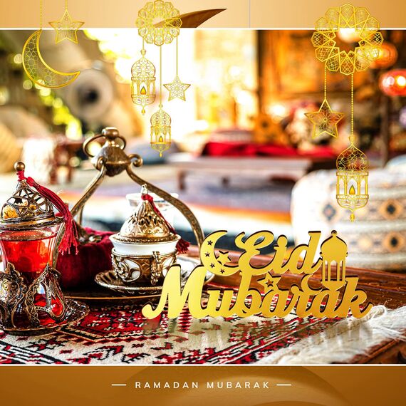 Islamische Tischdekorationen Ramadan Mubarak Schild Ramadan Kareem Schild Eid Dekoration Islamische Heimdekoration Ramadan Geschenke Holzbuchstabe Ramadan Tischschild Eid Mubarak Tischdekoration für Schreibtisch (Eid Mubarak)