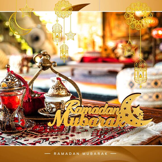 Islamische Tischdekorationen Ramadan Mubarak Schild Ramadan Kareem Schild Eid Dekoration Islamische Heimdekoration Ramadan Geschenke Holzbuchstabe Ramadan Tischschild Eid Mubarak Tischdekoration für Schreibtisch (Ramadan Mubarak)