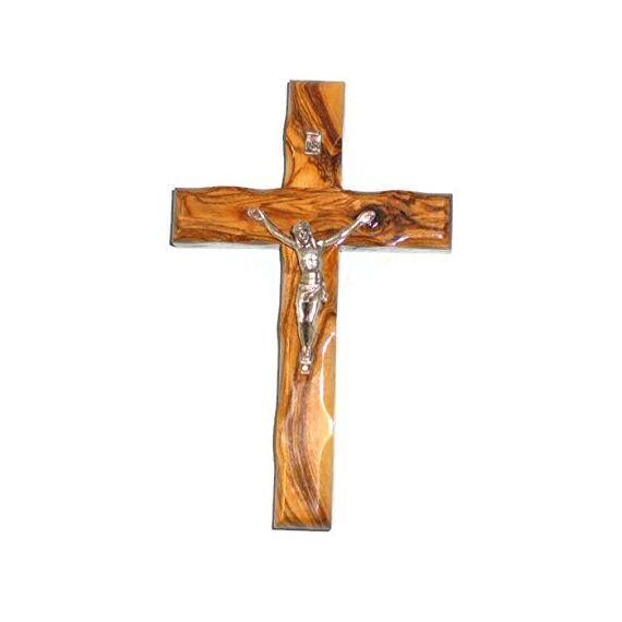 HolyRoses Christliches Wandkreuz aus Olivenholz, handgefertigt in Bethlehem (30,5 cm)